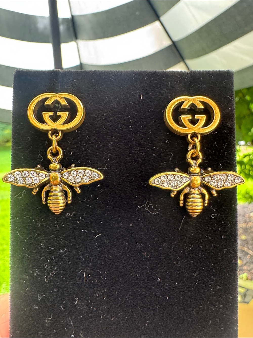 Earrings Bee Drop Earrings with Crystal-Accented Wings